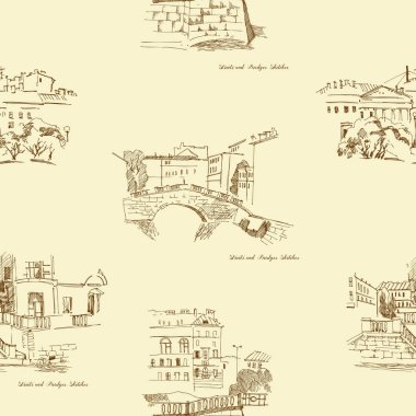 Saint Petersburg Sketches ile dikişsiz desen. Sokaklar ile Arka Plan