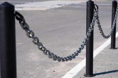 Stand zincir bariyer, metal çit zincir ile kapalı alan çit farklı görüntüler