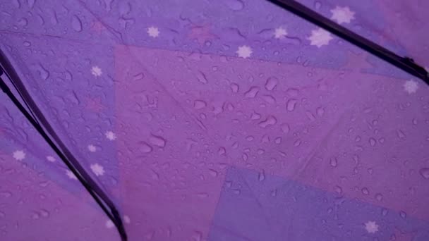 Water drops on an umbrella — Stock Video