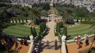 Panorama Haifa - bağlantı noktası ve Bahai Bahçe, İsrail