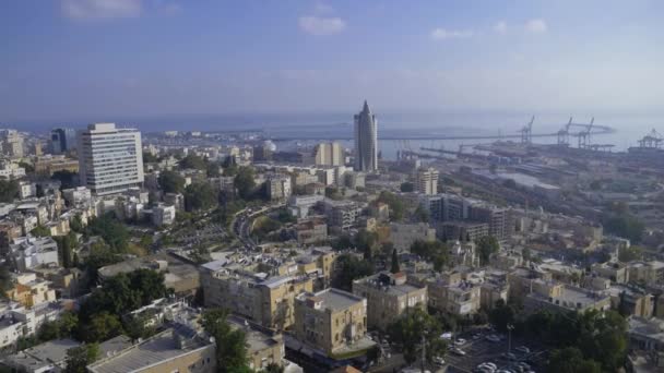 Panorama Haifa - port a Bahai zahrada, Izrael — Stock video