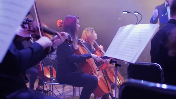 Concert op het podium van het theater — Stockvideo