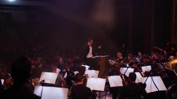 Konzert auf der Bühne des Theaters — Stockvideo