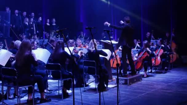 Concert op het podium van het theater — Stockvideo