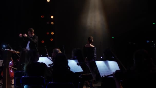 Concert on the stage of the theater — Stock Video