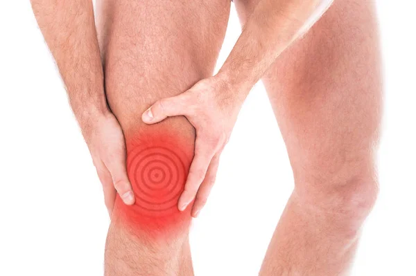 Man Knee Pain White Background — Stock Photo, Image