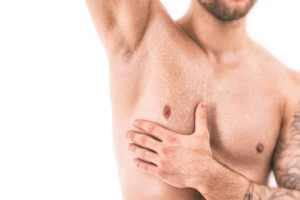 肌肉发达的男性上身 重点放在腋窝 — 图库照片