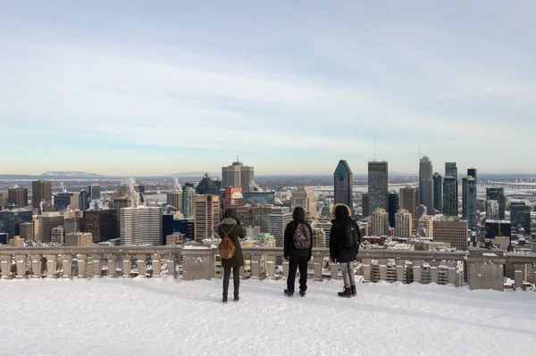 Montreal Kanada Ledna 2019 Turisté Dívají Montreal Skyline Kondiaronk Belvedere — Stock fotografie