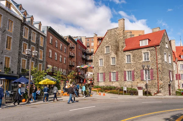 Quebec City Canadá Outubro 2019 Casas Pedra Tradicionais Boulevard Champlain — Fotografia de Stock