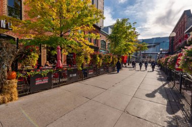 Ottawa, CA - 9 Ekim 2019: William Caddesi 'nde Byward Covered Market yakınlarında yürüyen insanlar