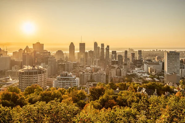 Montreal Septiembre 2019 Montreal Skyline Desde Kondiaronk Belvedere Amanecer —  Fotos de Stock