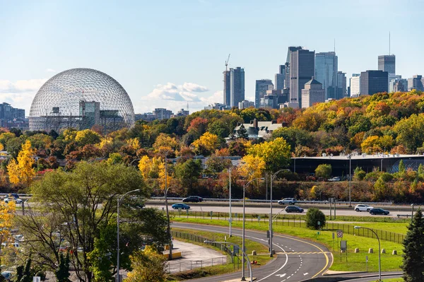 Longueuil Canada Ottobre 2019 Biosphere Montreal Skyline Dal Ponte Jacques — Foto Stock