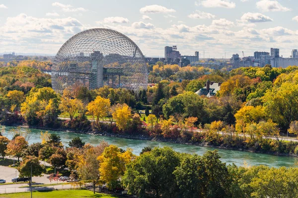 Montreal Canada Ottobre 2019 Biosfera Fiume Saint Lawrence Dal Ponte — Foto Stock