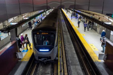 Montreal, CA - 15 October 2019: Top view of an Azur Subway train at Laurier Station clipart