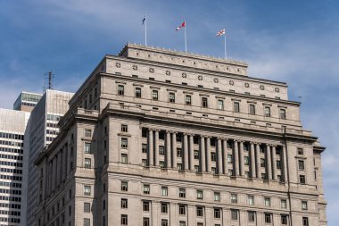 Montreal, Kanada - 03 Eylül 2019: Metcalfe Caddesi 'ndeki Yapı Güneşi Yaşam Binası.