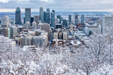 Montreal, CA - 01 Ocak 2020: Kondiaronk Belvedere 'den Montreal Skyline