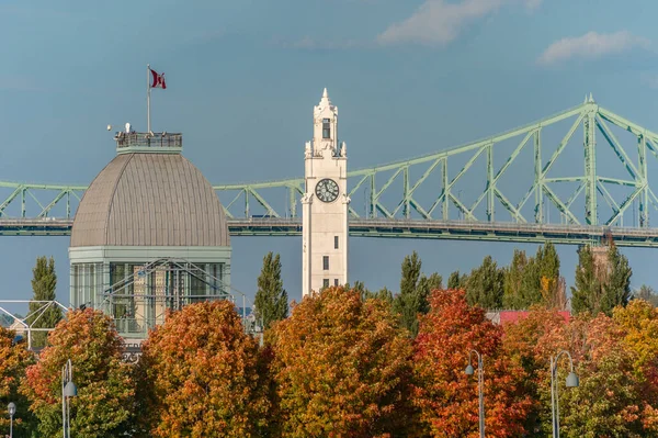 Montreal Canada Ottobre 2018 Pavillon Bonsecours Jacques Cartier Bridge Clock — Foto Stock