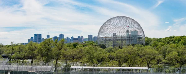 Montreal Maja 2017 Montreal Skyline Biosfera Wiosną — Zdjęcie stockowe