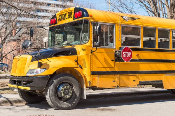 Ottawa April 2016 Автобус Жовтої Школи Припаркований Оттаві — стокове фото