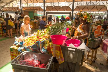 Fort-de-France, Martinique, FR - 21 July 2017: Covered Market in Fort-De-France, Martinique Island, West Indies clipart