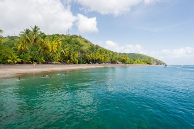 Le Carbet, Martinique, Fransa - 23 Temmuz 2017: Martinique Adası 'nın kuzeyindeki Le Carbet Sahili