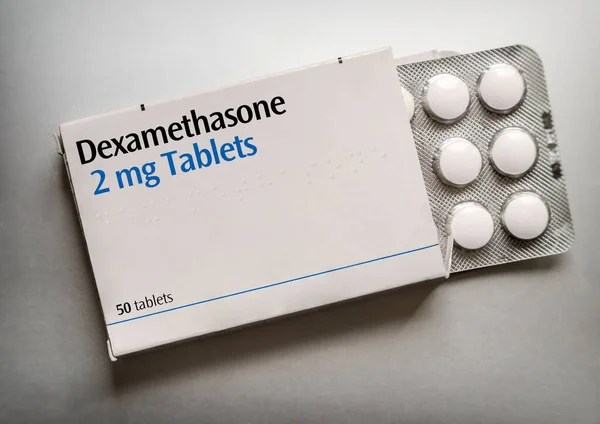 Krabička Tablet Dexamethasone Umělecké Podání — Stock fotografie