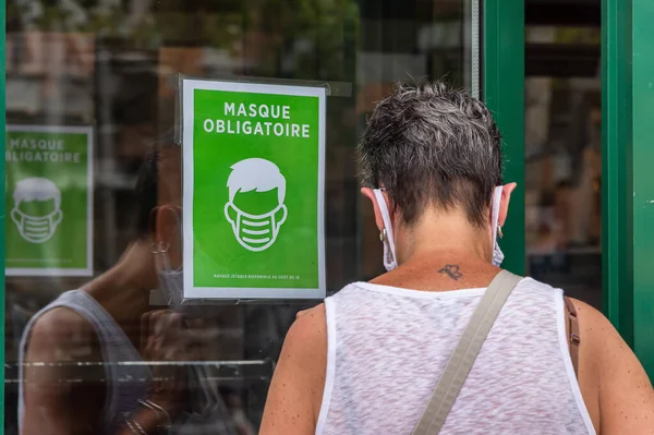 Montréal Juillet 2020 Affiche Indiquant Que Des Masques Non Médicaux — Photo