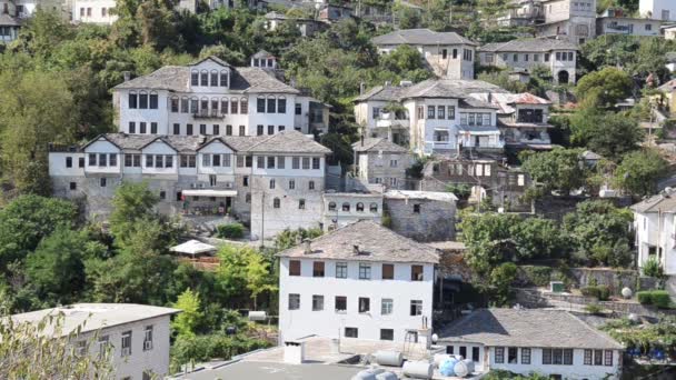 Arnavutluk Cirokastr Kentinin Eski Kamaraları Eski Cirokaster Şehrinde Geleneksel Evler — Stok video