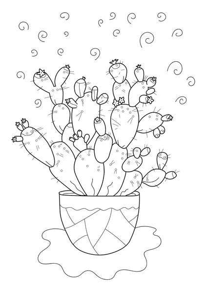 Cactus Aislado Sobre Fondo Blanco Libro Para Colorear Para Adultos — Archivo Imágenes Vectoriales