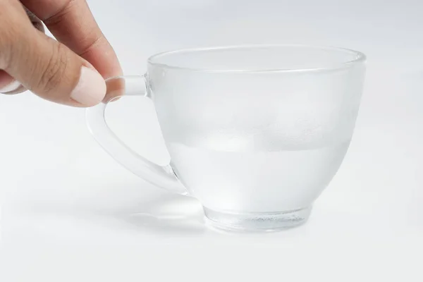 glass of water on white background