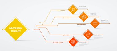 Infographics kademeli yapısı ile 5 adım. İş kavramı, blok şeması.