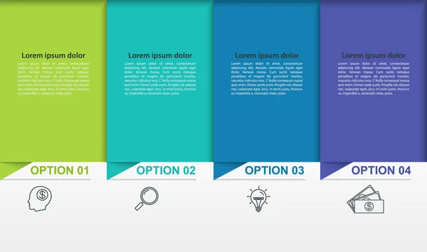 Infográficos Negócios Com Passos Processos Coloridos Linha Tempo Com Pictogramas — Vetor de Stock