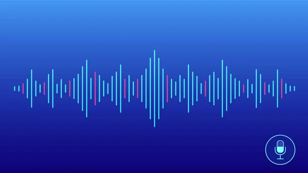 Begreppet Röstigenkänning Ljudvågen Med Imitation Röst Ljud Och Mikrofon Ikonen — Stock vektor