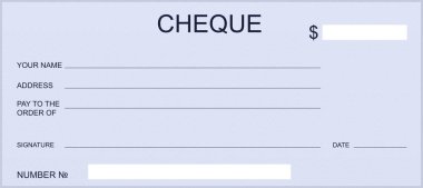 Boş banka çeki veya hediye sertifikası. Tasarım çek defteri şablonu.