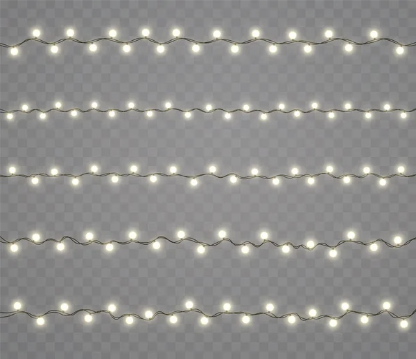 Kerst Gloeiende Lichten Slingers Decoraties Voor Feestdagen Nieuwjaar Neon Lampen — Stockvector