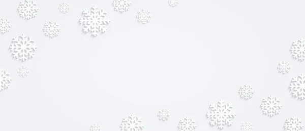 Christmas Background Snowflakes Horizontal Winter Composition Flat Design Snowflakes Top — Stock Vector