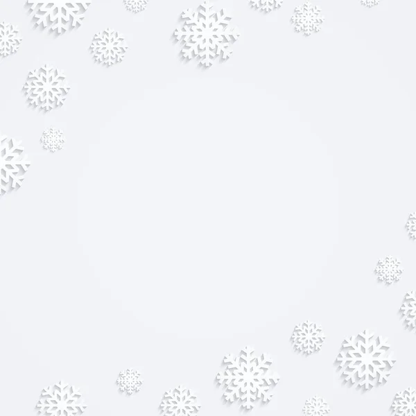 Kerstmis Achtergrond Met Sneeuwvlokken Winter Samenstelling Platte Ontwerp Van Sneeuwvlokken — Stockvector