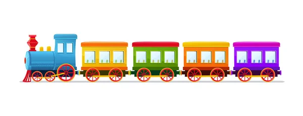 Tren Juguete Dibujos Animados Con Vagones Color Sobre Fondo Blanco — Vector de stock