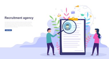 İşe, işe alım Ajansı, röportaj ve iş vacancy kavramı. Tasarım web sayfaları için kaynakları, devam afiş.