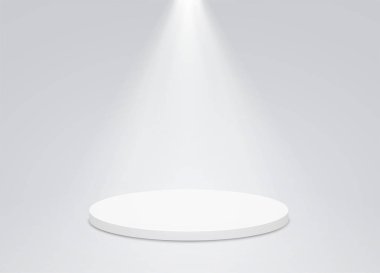 Parlak aydınlatma, bir arama lambası ile yuvarlak podyum Kaide. Kazanan podyum, kupa veya ödül sunumu için ilk yer.