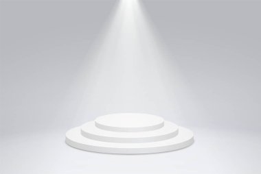 Parlak aydınlatma, bir arama lambası ile yuvarlak podyum Kaide. Kazanan podyum, kupa veya ödül sunumu için ilk yer.