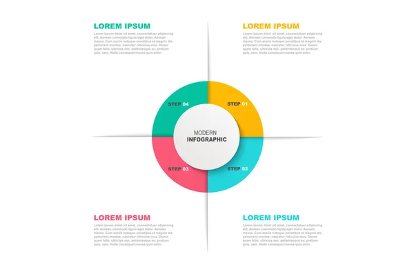 Circle infographic template with icons and 4 steps or options. — Stock Vector