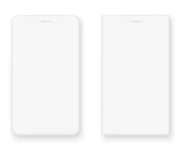 Белый макет смартфона, вид спереди. 3D шаблон телефона для вставки текста, бизнес-презентации . — стоковый вектор