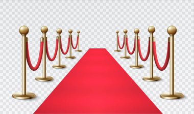 Vip etkinlikleri ve kutlamalar için altın bariyerli kırmızı halı.