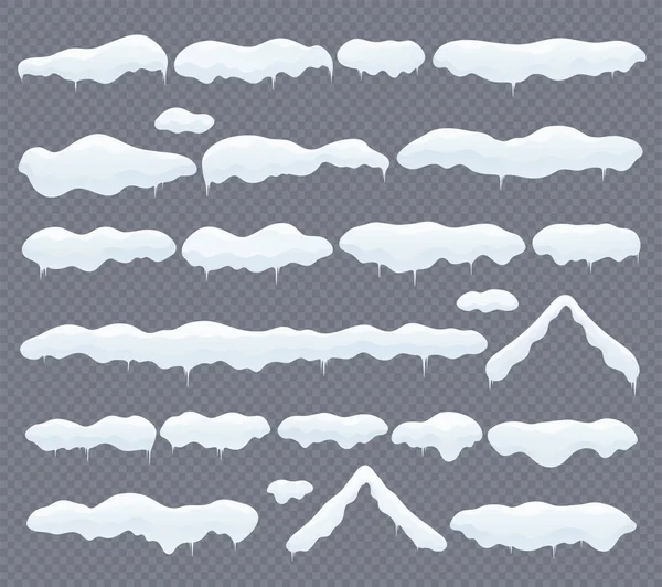 Bouchons de neige dérives de neige et glaçons. Elément de décoration d'hiver, calottes glaciaires . — Image vectorielle