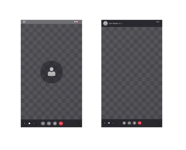 Écran Smartphone avec interface d'appel. Éléments d'écran icônes et boutons, application de téléphone d'appel vidéo. — Image vectorielle