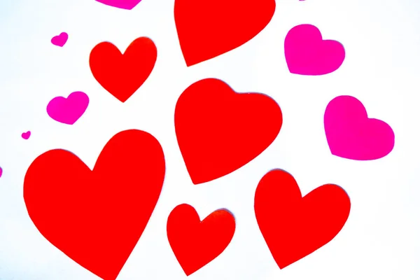 Red Pink Hearts White Background — Stock Photo, Image