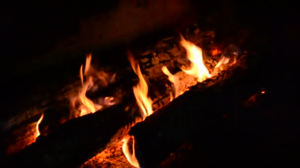 Feu Éclatant Dans Cheminée Pierre — Video