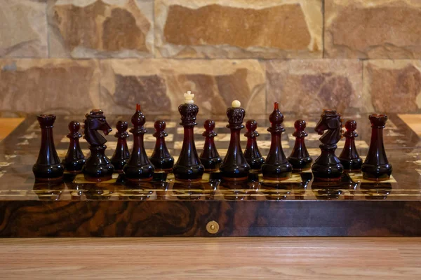 Черные Шахматы Шахматной Доске — стоковое фото