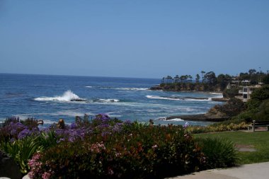 Laguna Beach CA 'da Pasifik Okyanusu 'nun doğal manzarası.